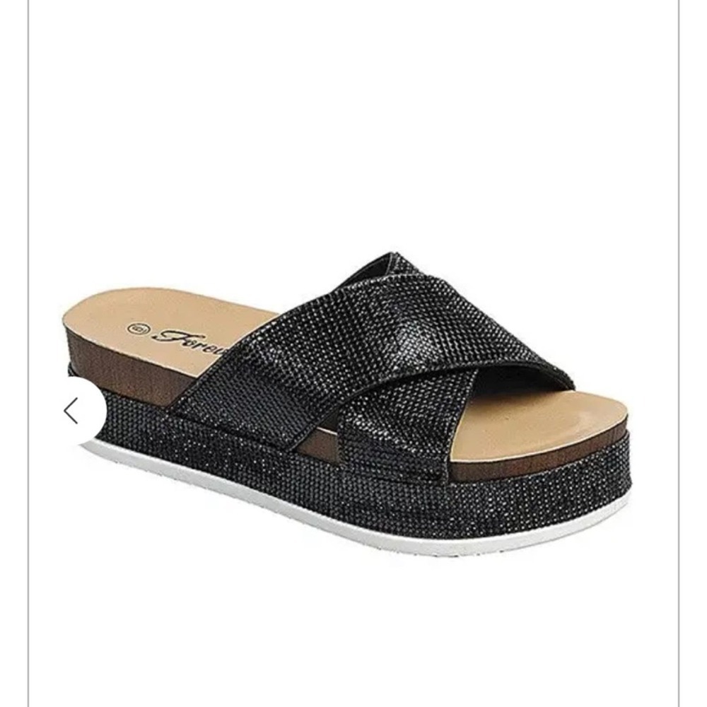 Jolly rhinestone platform in black spring summer sparkle casual classic sandal